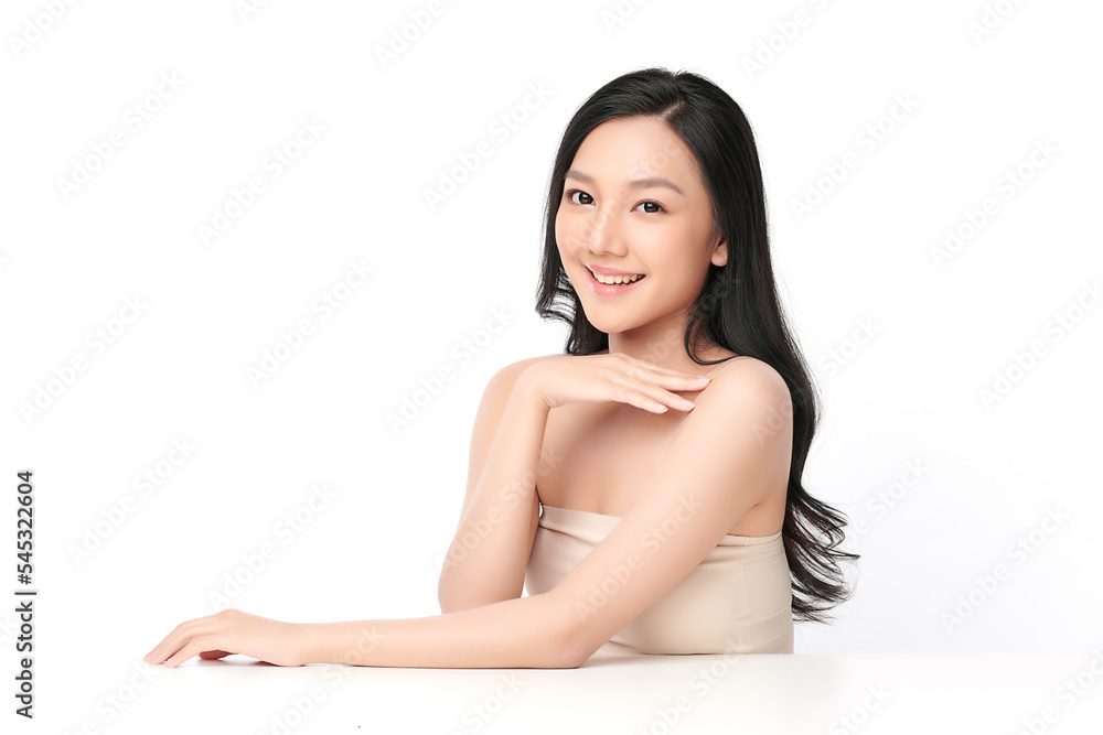 Beautiful young asian woman with clean fresh skin on white background, Face care, Facial treatment, Cosmetology, beauty and spa, Asian women portrait. Beautiful young asian woman with clean fresh skin on white background, Face care, Facial treatment, Cosmetology, beauty and spa, Asian women portrait.