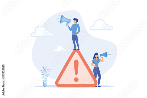 Important announcement, attention or warning information, breaking news or urgent message communication, alert and beware concept, flat vector modern illustration