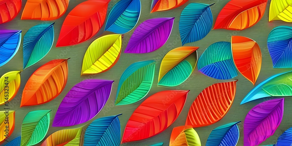 Obraz premium Spectacular pastel template of flower designs with leaves and petals. Natural blossom artwork features with multicolor and shapes. Digital art 3D illustration. Pale and light color.