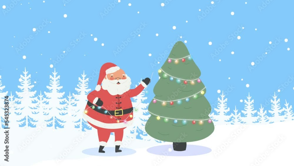 santa claus with tree in snowscape santa claus with tree in snowscape