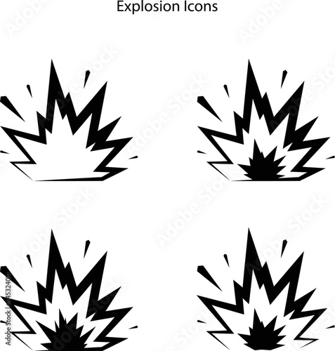 bomb explosion, vector explode icons. Cartoon comic bomb explosion or explosive blast cloud effects of TNT dynamite burst