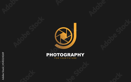 J logo photography for branding company. camera template vector illustration for your brand.