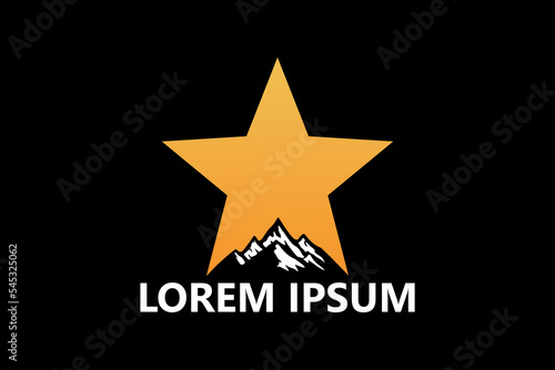 Star mountain logo template design vector