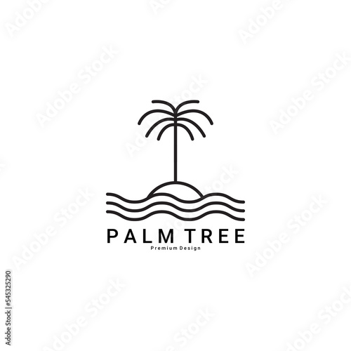 Palm logo for your design. Palm trees and waves. Vector illustration of a palm.