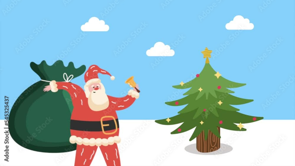 santa claus with bell christmas animation santa claus with bell christmas animation