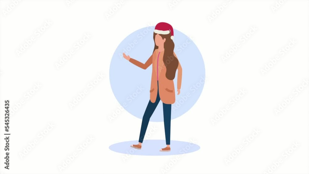woman celebrating christmas character animation woman celebrating christmas character animation