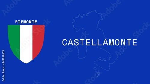 Castellamonte: Illustration mit dem Ortsnamen der italienischen Stadt Castellamonte in der Region Piemonte