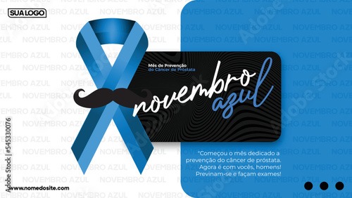 banner design about prostate cancer prevention with blue ribbon