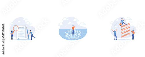 Code of conduct, Business trouble, Skill level or experience to overcome challenge and succeed, set flat vector modern illustration