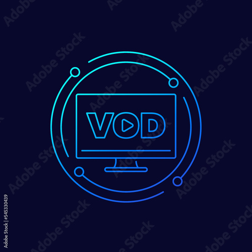 VOD, video on demand icon, linear vector