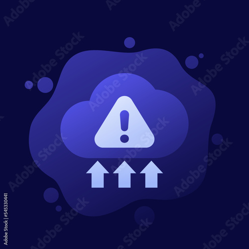 warning, upload error icon with a cloud, vector design