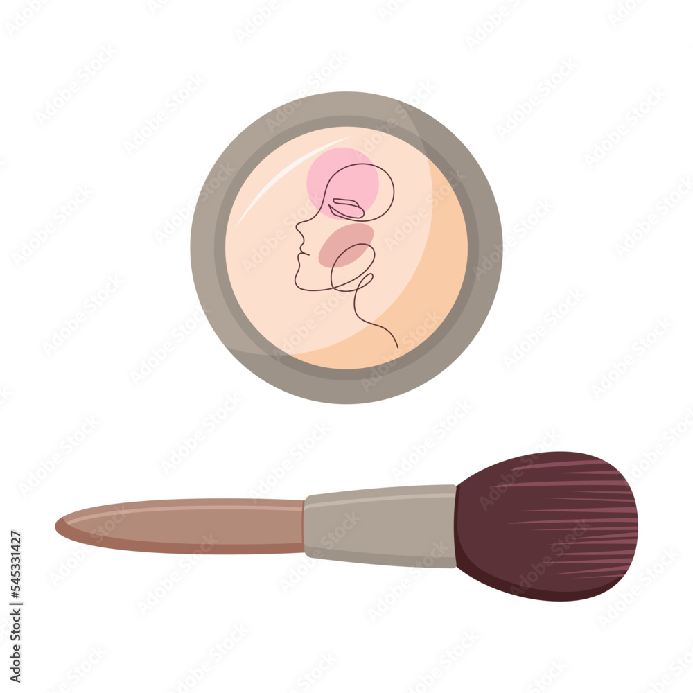 Compact pressed face powder and makeup brush Compact pressed face powder and makeup brush