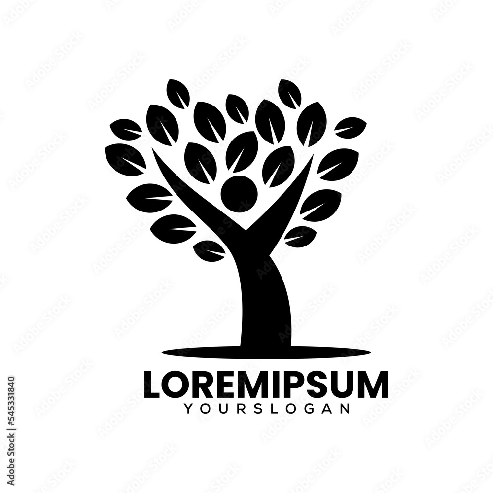 Obraz premium people tree logo design template