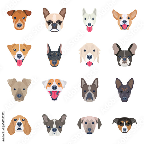 Pack of Hounds Flat Icons© Vectors Market