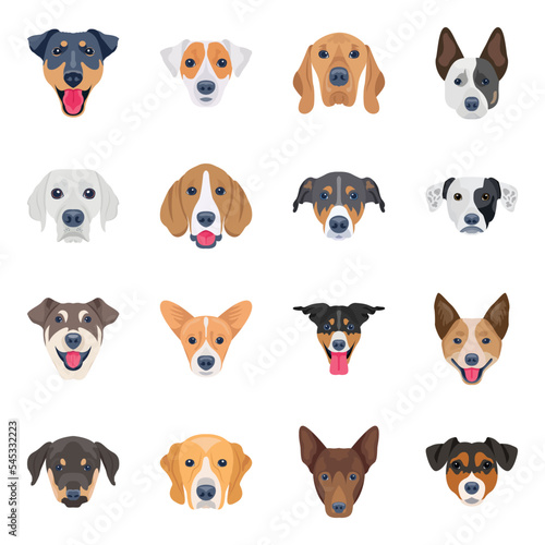 Pack of Hounds Flat Icons