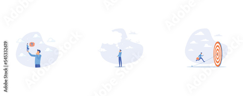 Ask yourself a question, ambition to success, Set goal and take action to achieve goal or target, set flat vector modern illustration
