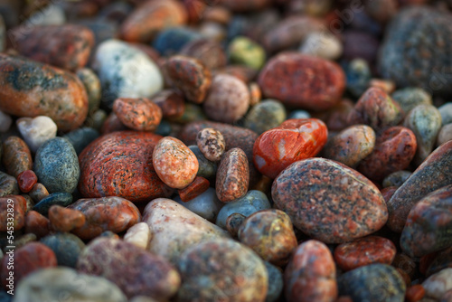 Colourful Polished Beach Pebbles on a Lake Superior Beach.