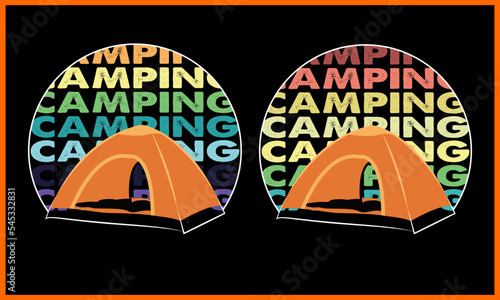 Camping T-shirt Line Art Design, Camping Vector, and Illustration Line Art Design. © Prantoart99