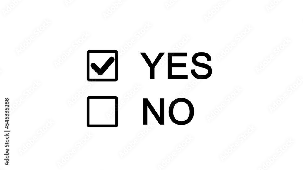Yes or No Option with Check Mark In The Box Animation on White Background and Green Screen Yes or No Option with Check Mark In The Box Animation on White Background and Green Screen