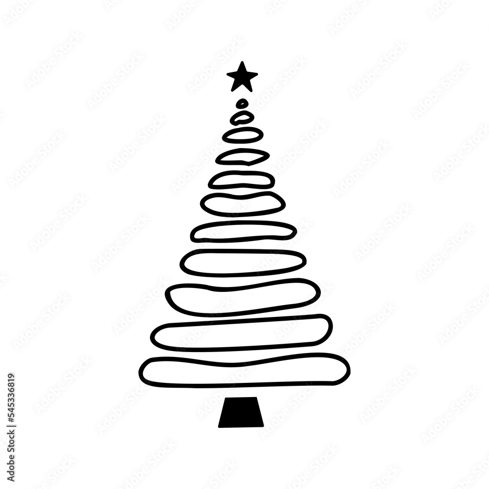 Linear hand drawn christmas tree vector illustration Linear hand drawn christmas tree vector illustration
