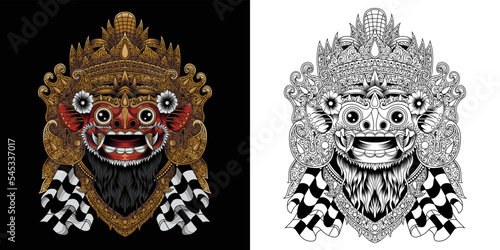 Vector illustration of barong bali mask