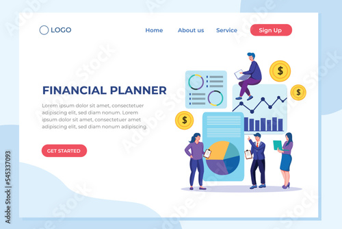 Company income statements and monthly billing, financial cooperation agreements document email, government budget plans, purchasing planning report. Illustration of website, banner, software, poster