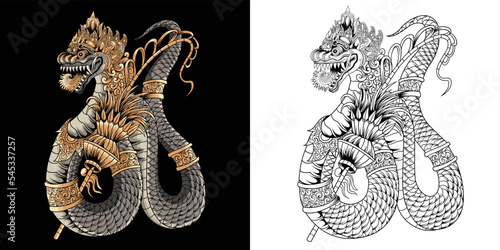 Balinese Dragon with ornament illustration