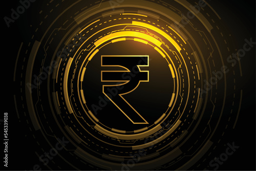 futuristic digital currency background indian rupee symbol