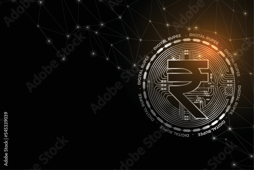 futuristic digital rupee money concept background