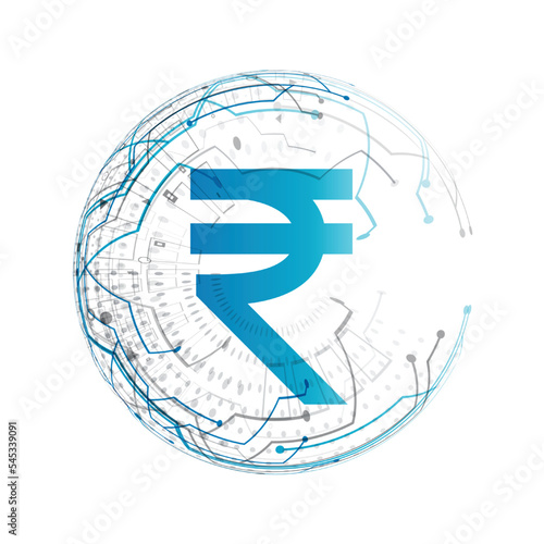 digital money indian rupee futuristic circuit technology background