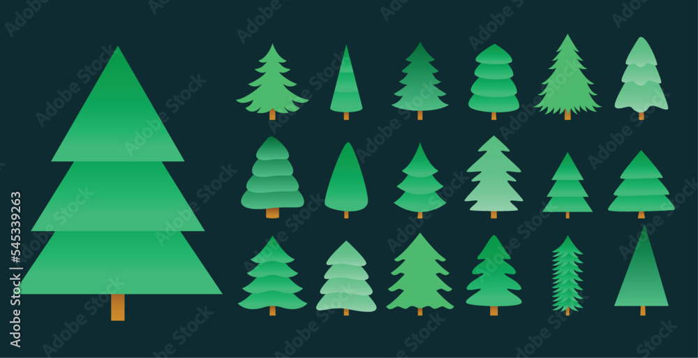 Obraz premium set of christmas tree elements design in different layout