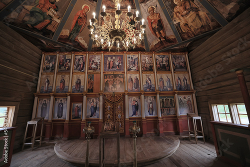 interior of the church iconostasis icons objects of worship altar religion crucifixion