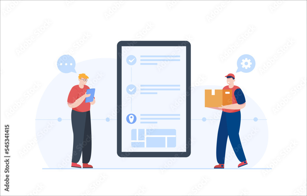 Delivery Service Application. Online Shipping Management Platform. Vector Illustration Delivery Service Application. Online Shipping Management Platform. Vector Illustration
