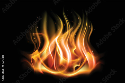 Realistic fire flame banner background