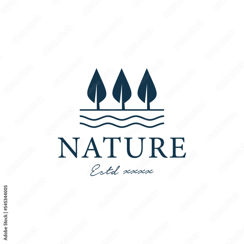 Three trees nature logo design vector illustration