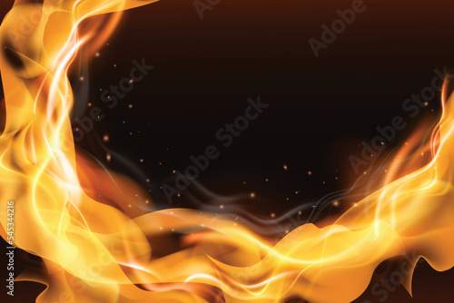 Realistic fire flame banner background