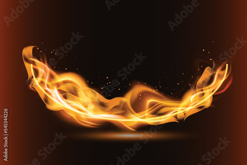 Realistic fire flame banner background