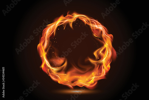 Realistic fire flame banner background