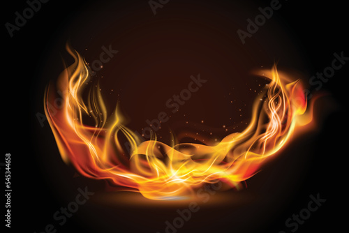 Realistic fire flame banner background