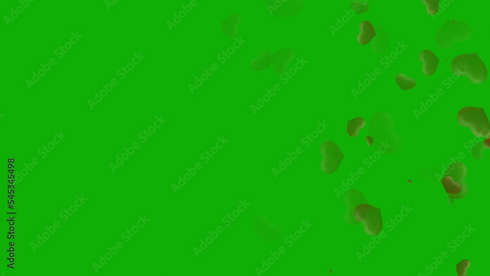 Red hearts motion graphics with green screen background Red hearts motion graphics with green screen background