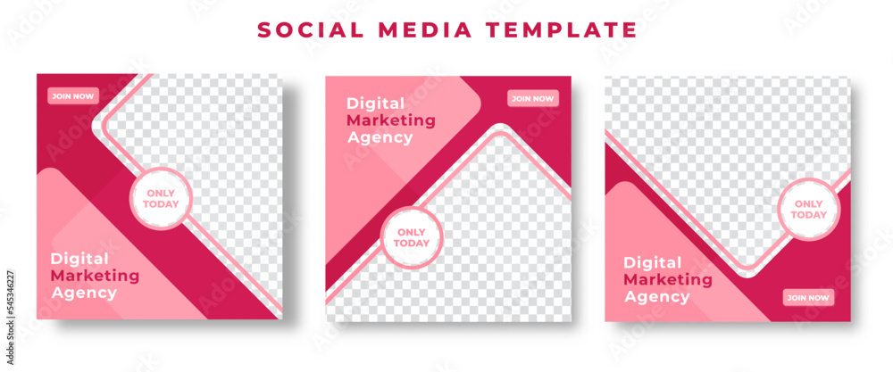 Set of Digital Business Marketing Banner for Social Media Post Template Vector Illustration