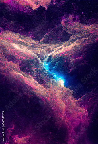 Cosmic Starry Deep Space, Colorful Nebula, Universe Background Noise Radiation. Beautiful science fiction Landscape.