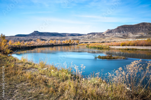 Autumn colors on the shores of Green River, Wyoming
