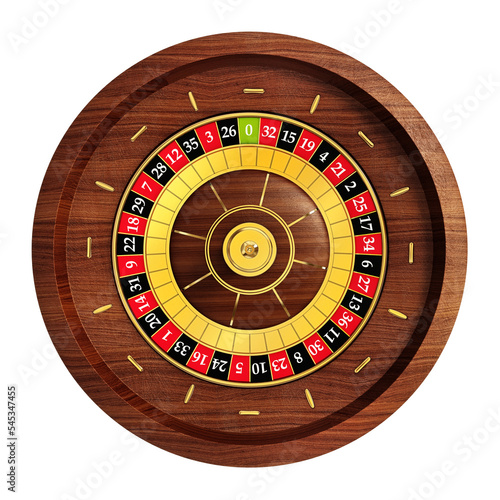 Roulette wheel on transparent background.