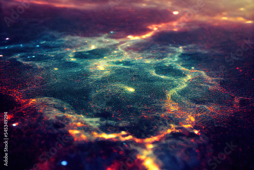 Cosmic Starry Deep Space, Colorful Nebula, Universe Background Noise Radiation. Beautiful science fiction Landscape.