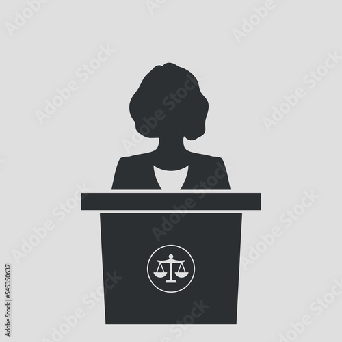 Canvas Print Woman speaker at justice tribune