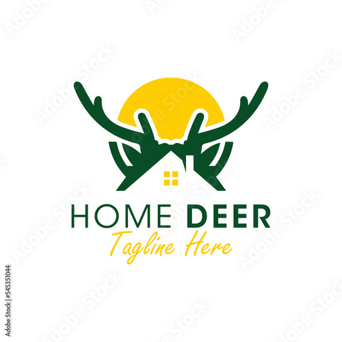 deer house vector illustration logo design
