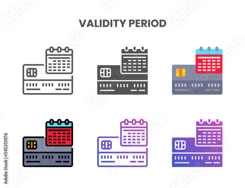 Credit Card Validity Period icon set style ouline, glyph, flat color and gradient. Vector Illustration for Graphic Design Element. Isolated on white background