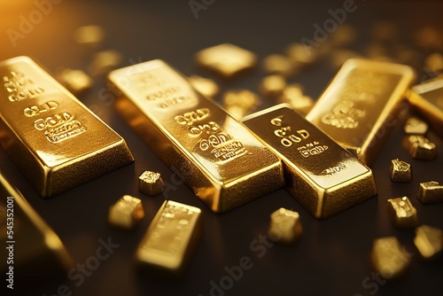 Stack of gold bars at finance vault