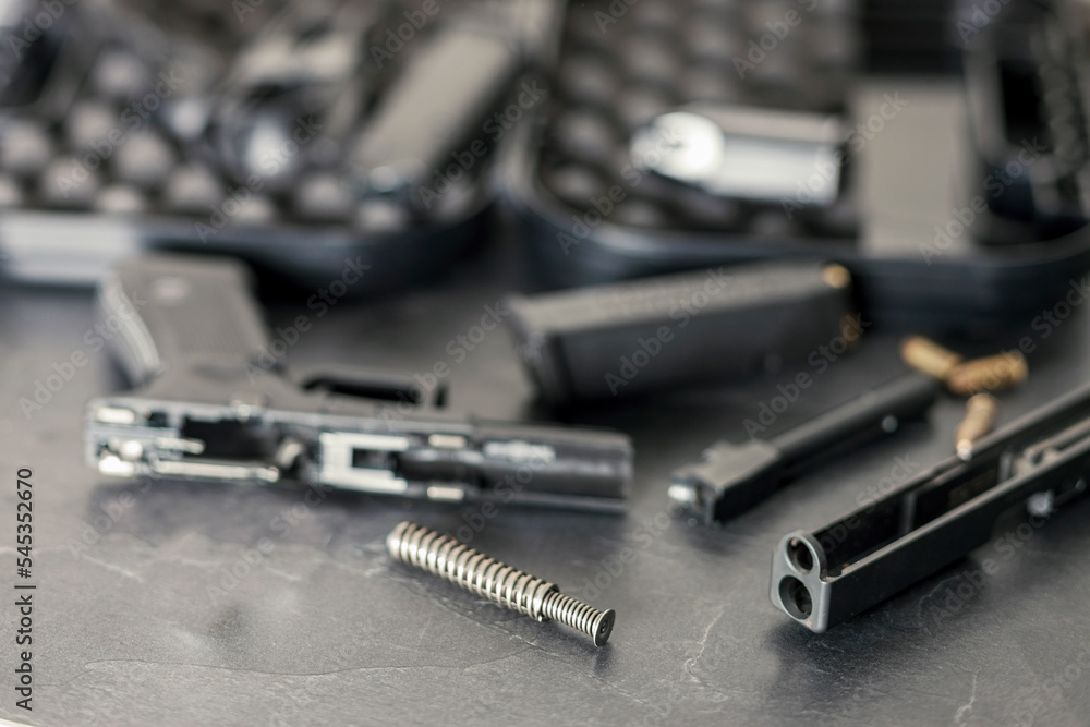 disassembled gun for cleaning disassembled gun for cleaning